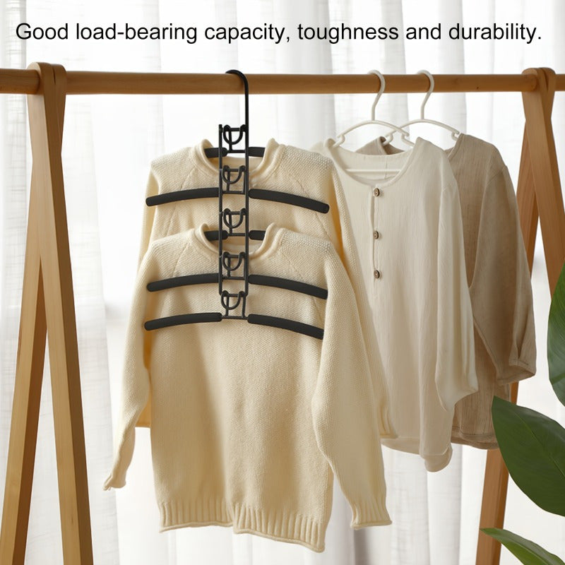 Multi-Layer Hanger Set – 5-i-1 Platsbesparande Organisatör med Halkfria Skumkuddar