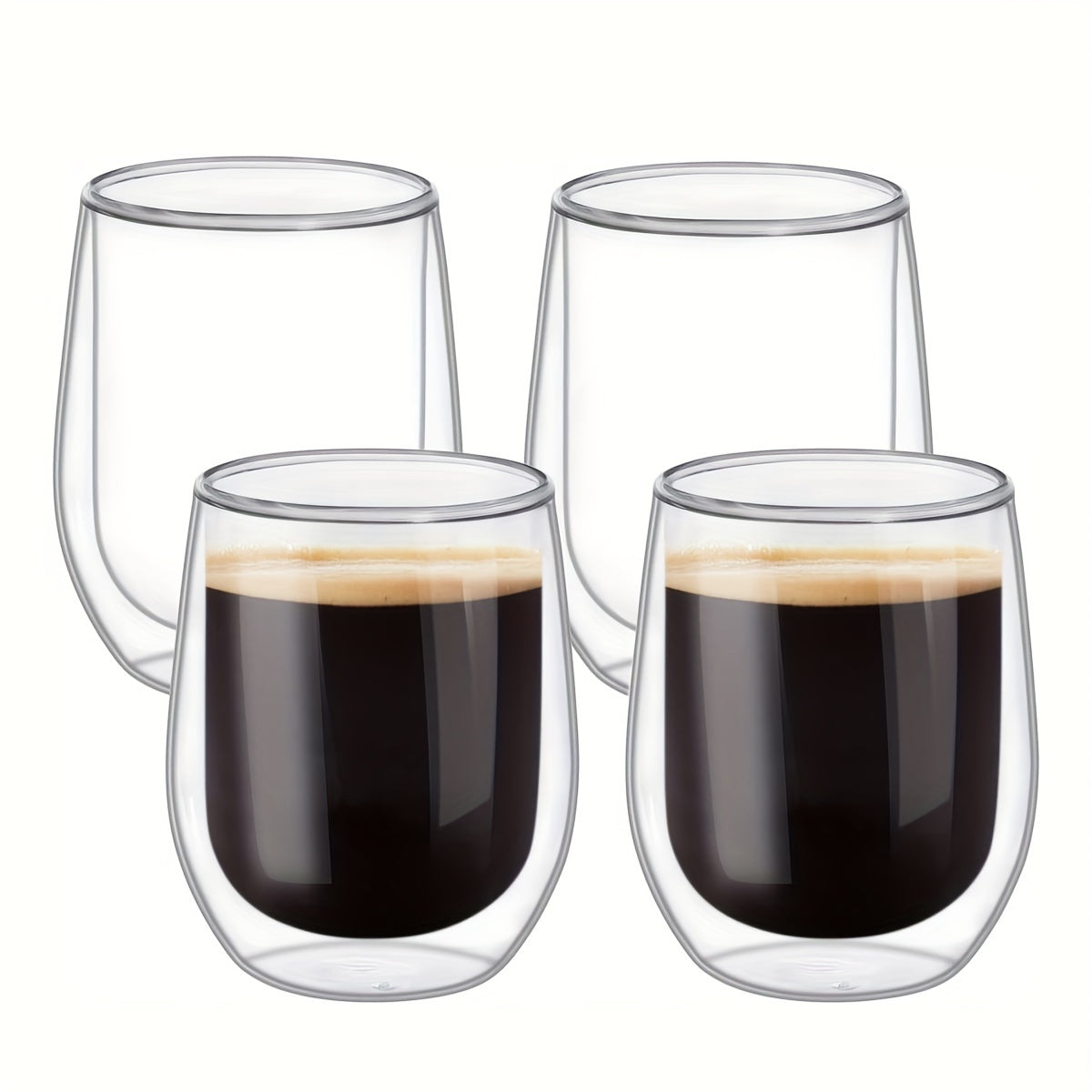 Set med 4 dubbelväggiga glas – 350 ml glas för varma och kalla drycker