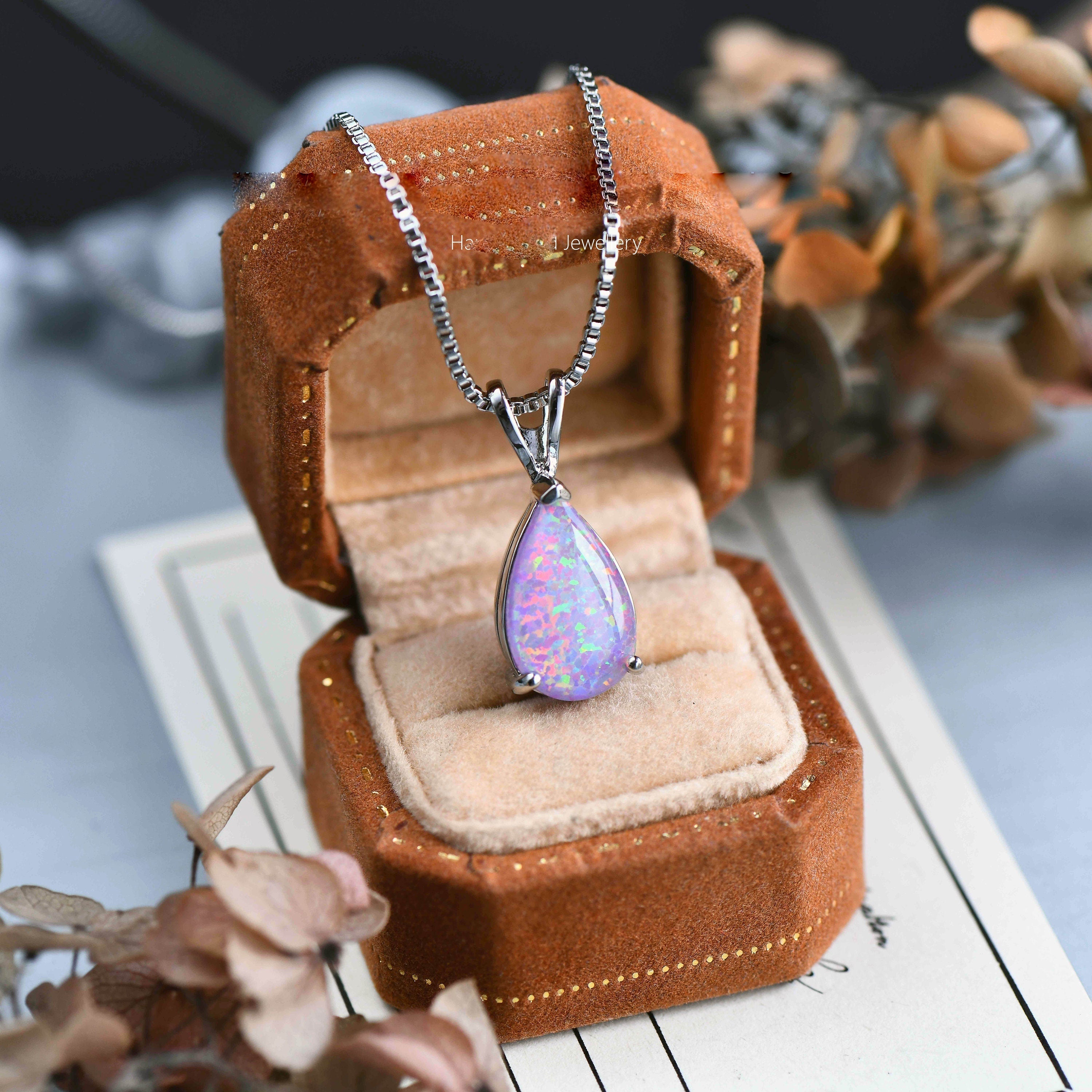 Minimalistisk Drop Opal Hänge Halsband – Selina