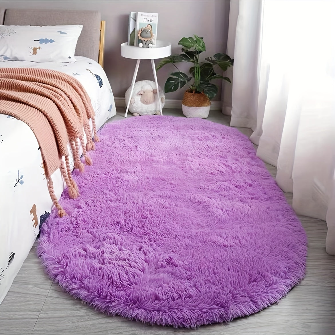 Plush Oval Rug – Mjuk och Stilig Matta för Sovrum och Vardagsrumsdekoration