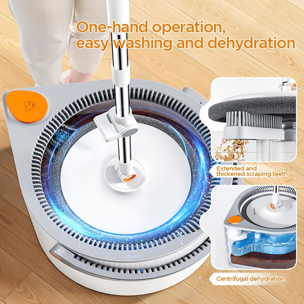 FlexiClean Spin Mop Set – Handsfree, Justerbar och Effektiv Städning