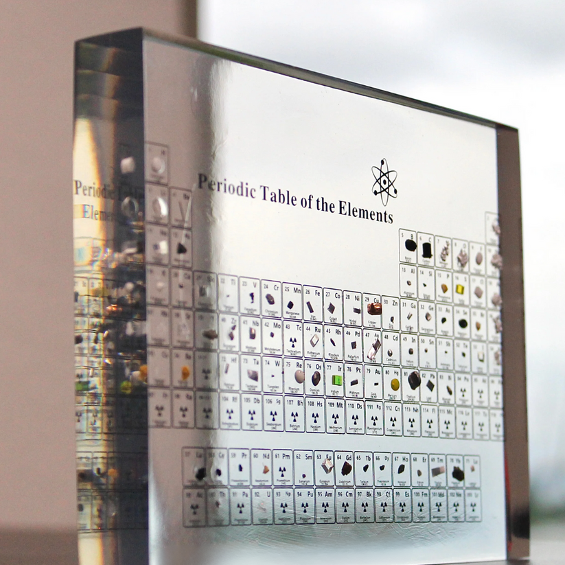 LuxaScience Periodiska Systemet | Stilfull 3D Akryl Display med Äkta Element