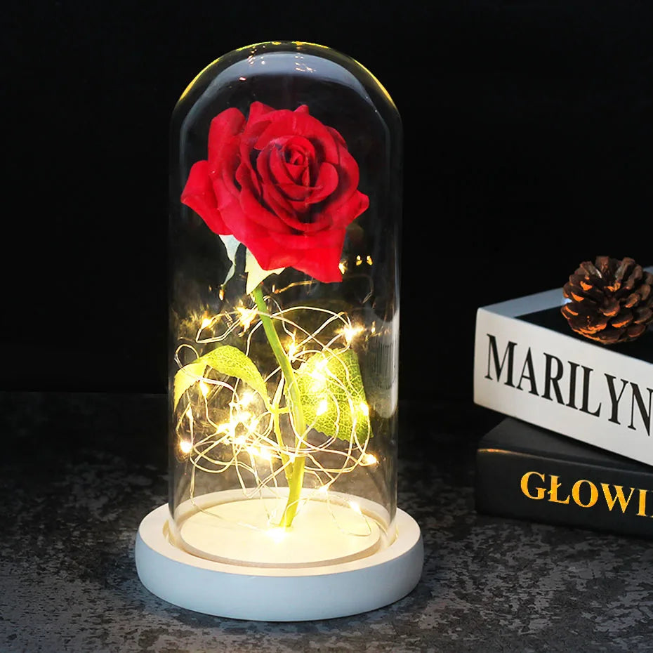 Lampada LED Rosa Romantica GlowPetal | Decorazione con Cupola in Vetro e Luce Soft per Momenti Speciali