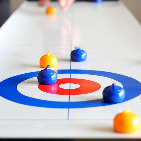Mini Bord Curling Spel för Hemmet med Glidande Stenar & Magnetiska Sticks