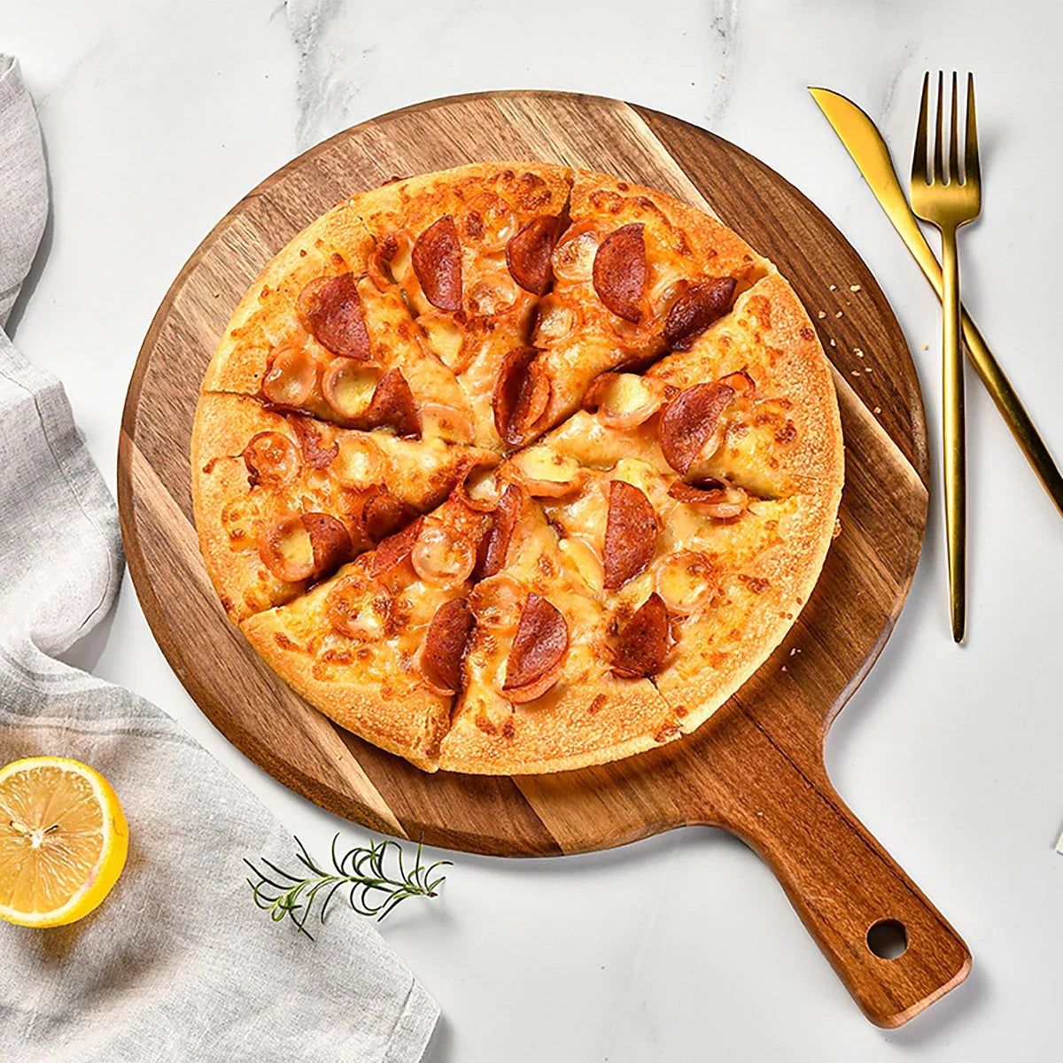 Rund Skär- och Serveringsbräda i Akaciaträ - Sienna