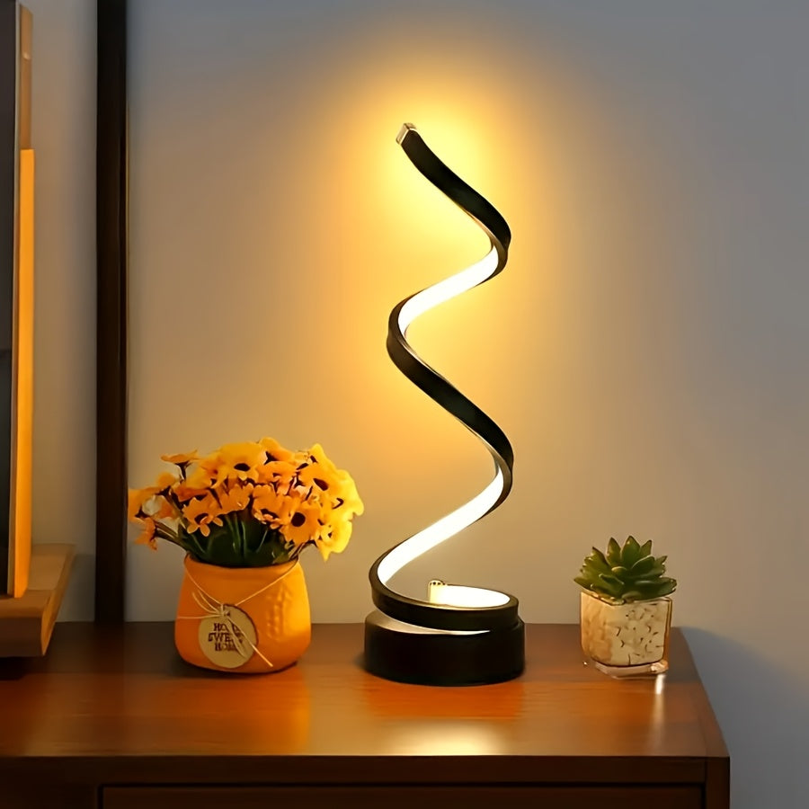 Spiral LED Skrivbordslampa – Modern Dimbar Belysning