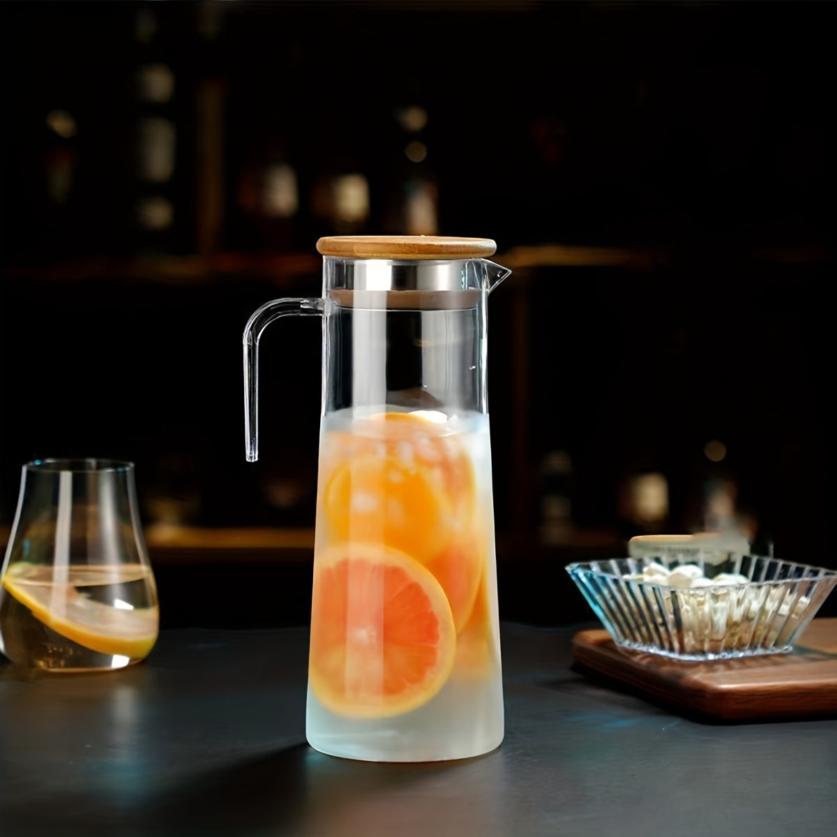 Glasvattenkanna med Lock – Idealisk för Juice, Bubble Tea och Uppfriskande Sommardrycker