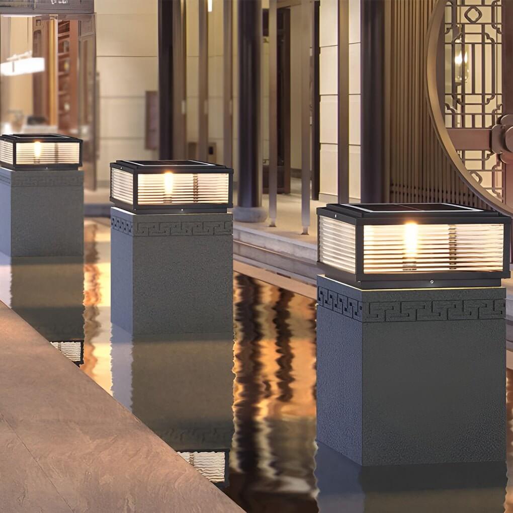 Modern LED Utomhus Stolplampa - Ribbat Glas