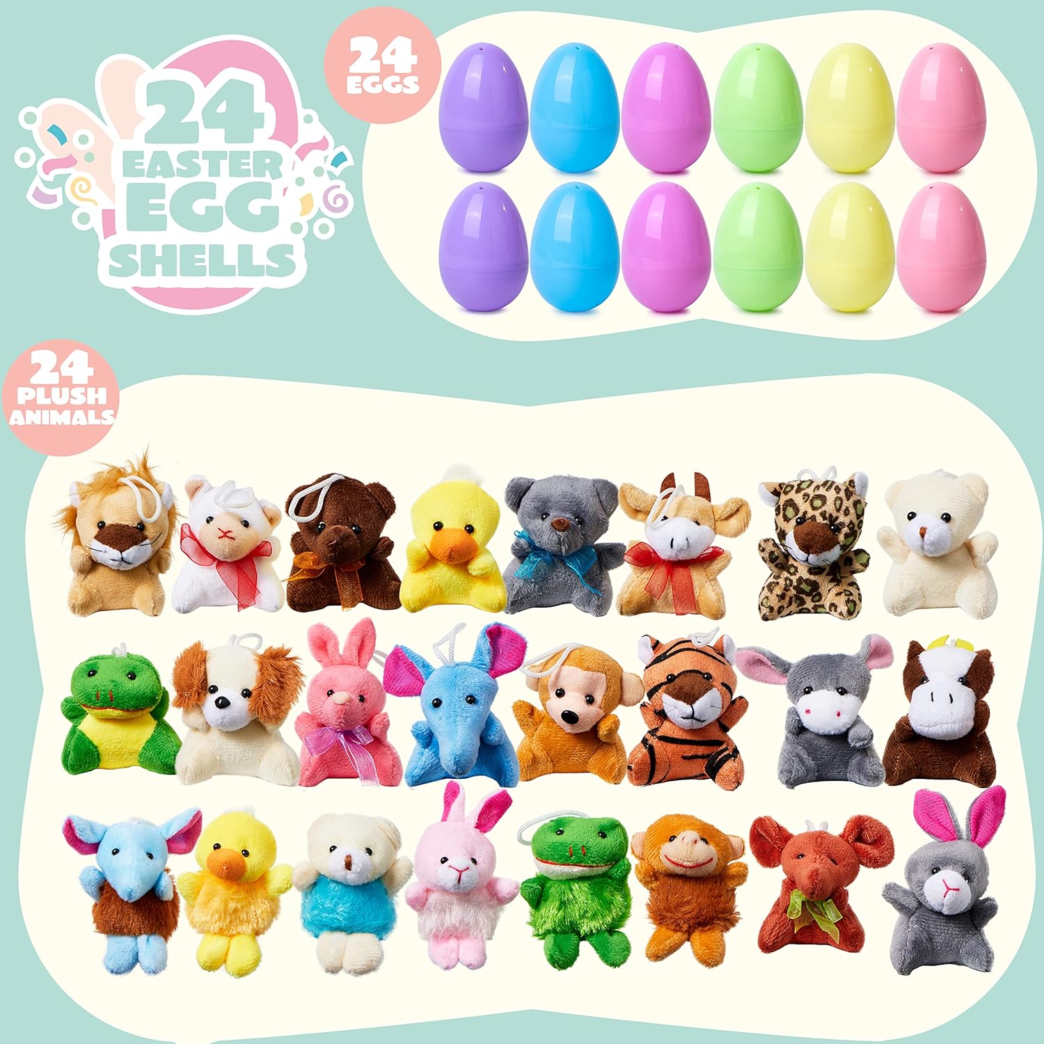 Plush Easter Eggs with Mini Animals for Children – 12 Delars Överraskningsägg Set