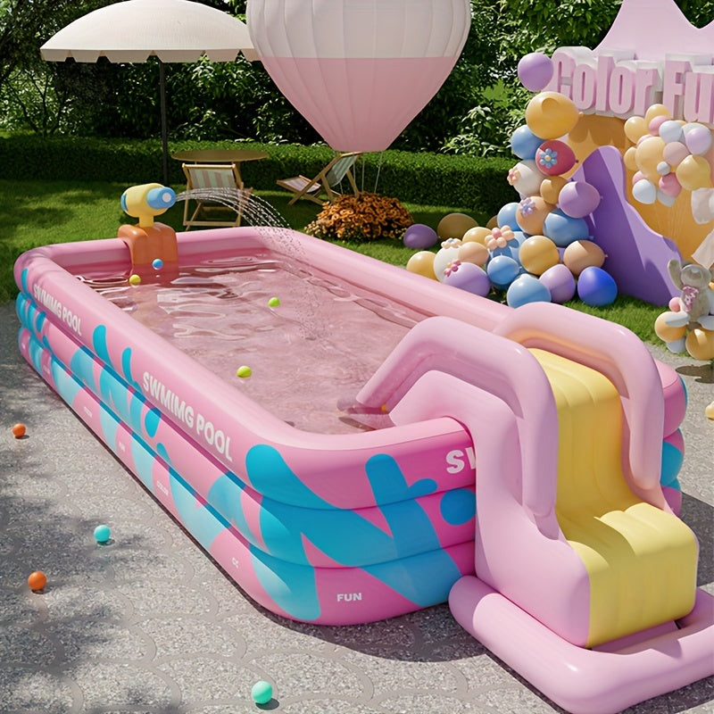 Glädjefylld Uppblåsbar Pool för Trädgården – Hållbar PVC, Perfekt för Sommarlov och Familjeaktiviteter