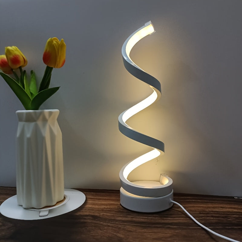 Spiral LED Skrivbordslampa – Modern Dimbar Belysning
