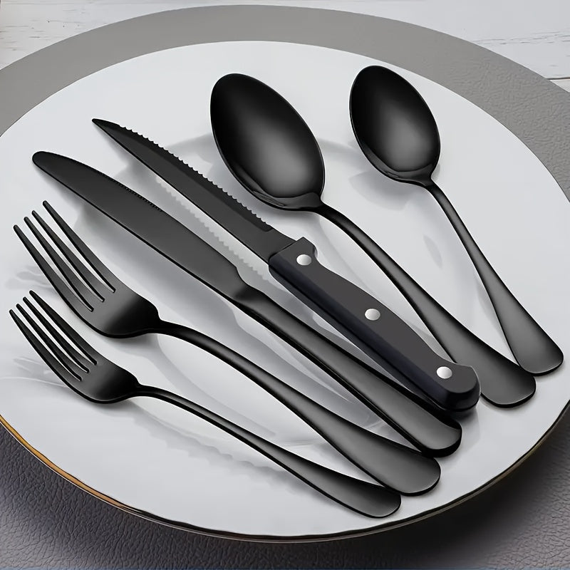 Svart bestickset i rostfritt stål – Modern design med högkvalitativ finish