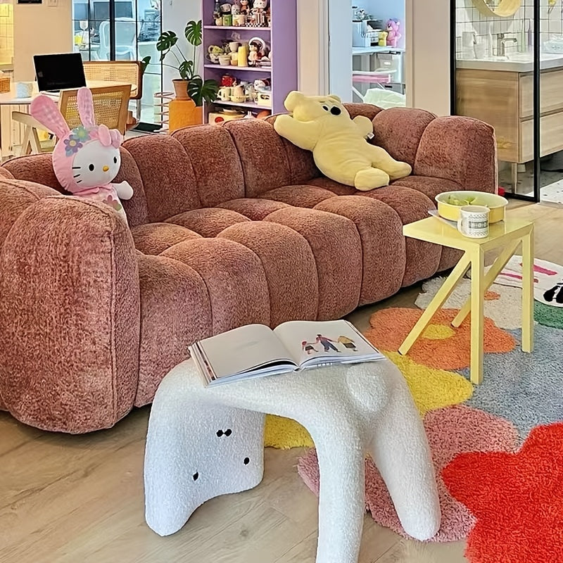Kattformad Plyschpuff – Mysig och Funktionell Design