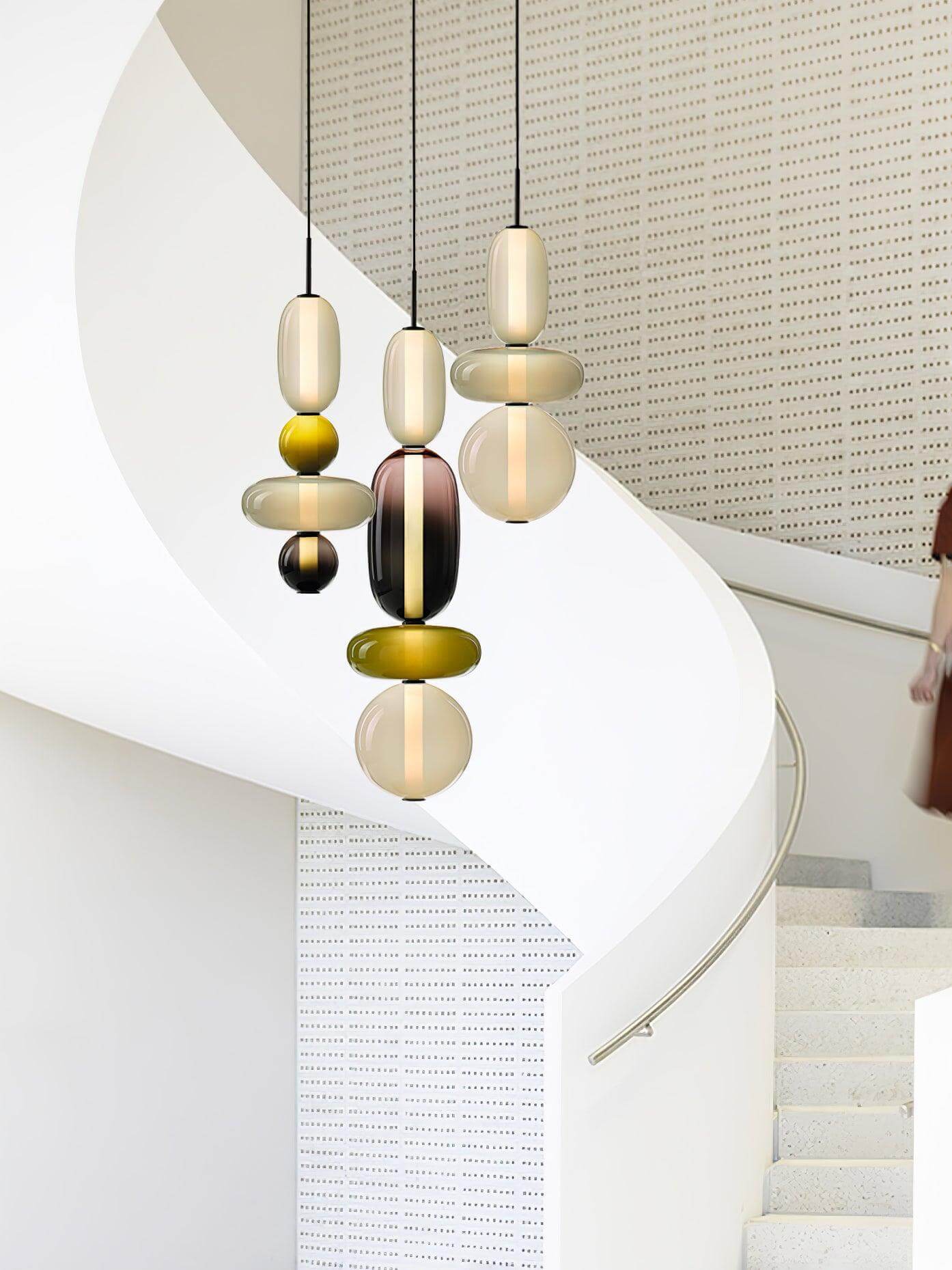 Modern Taklampa med Färgat Glas