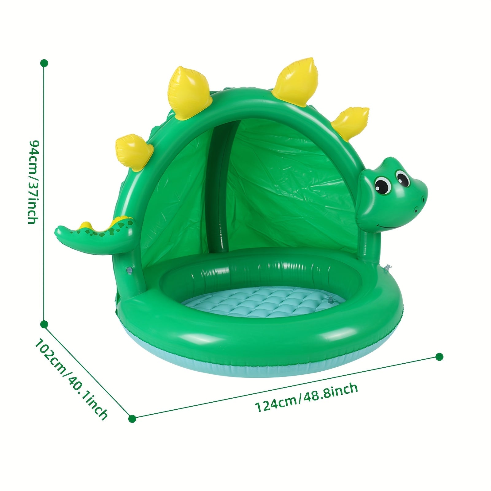 Uppblåsbar Dinosauriepool för Bebisar – Med Solskydd och Lekfull Design