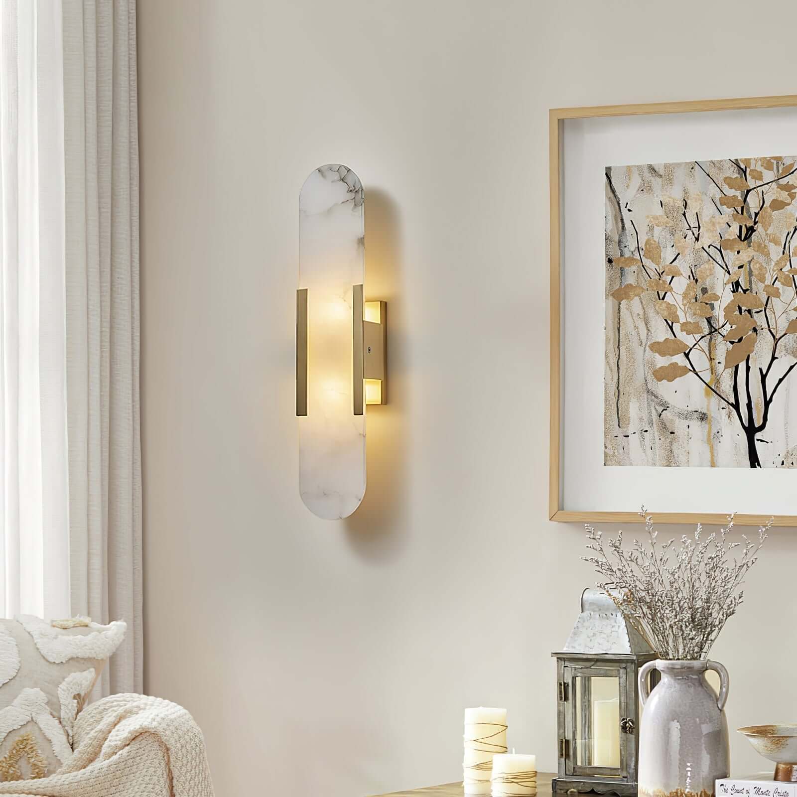 Modern Vägglampa - Alabaster & Metall