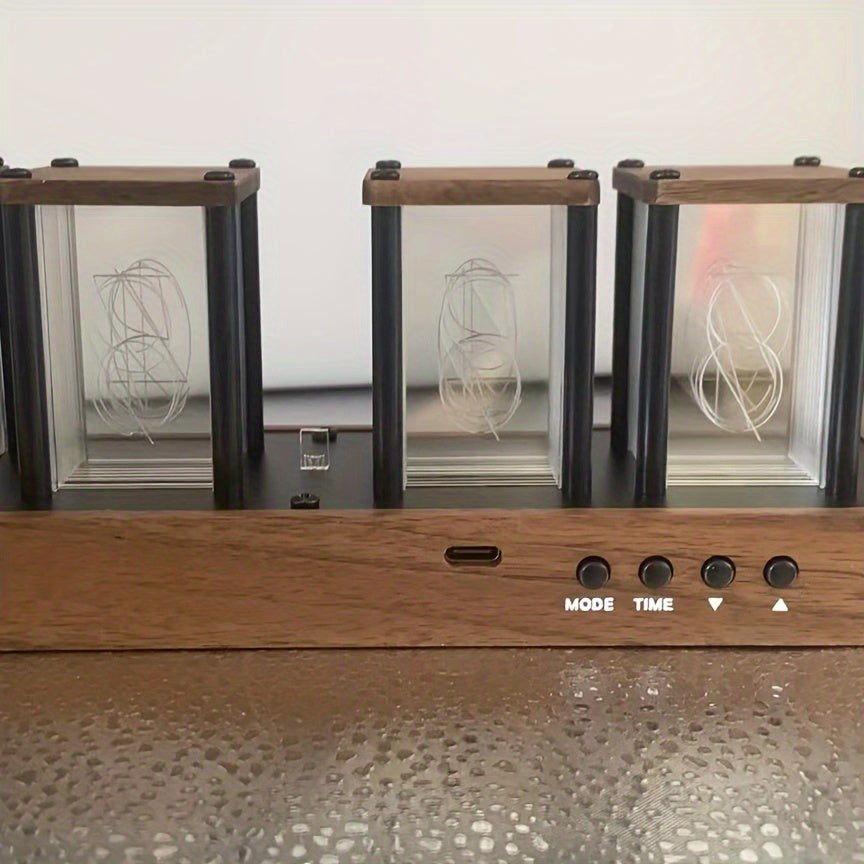 Modern Retro Rörklocka – RGB LED Digital Klocka för Unik Inredning