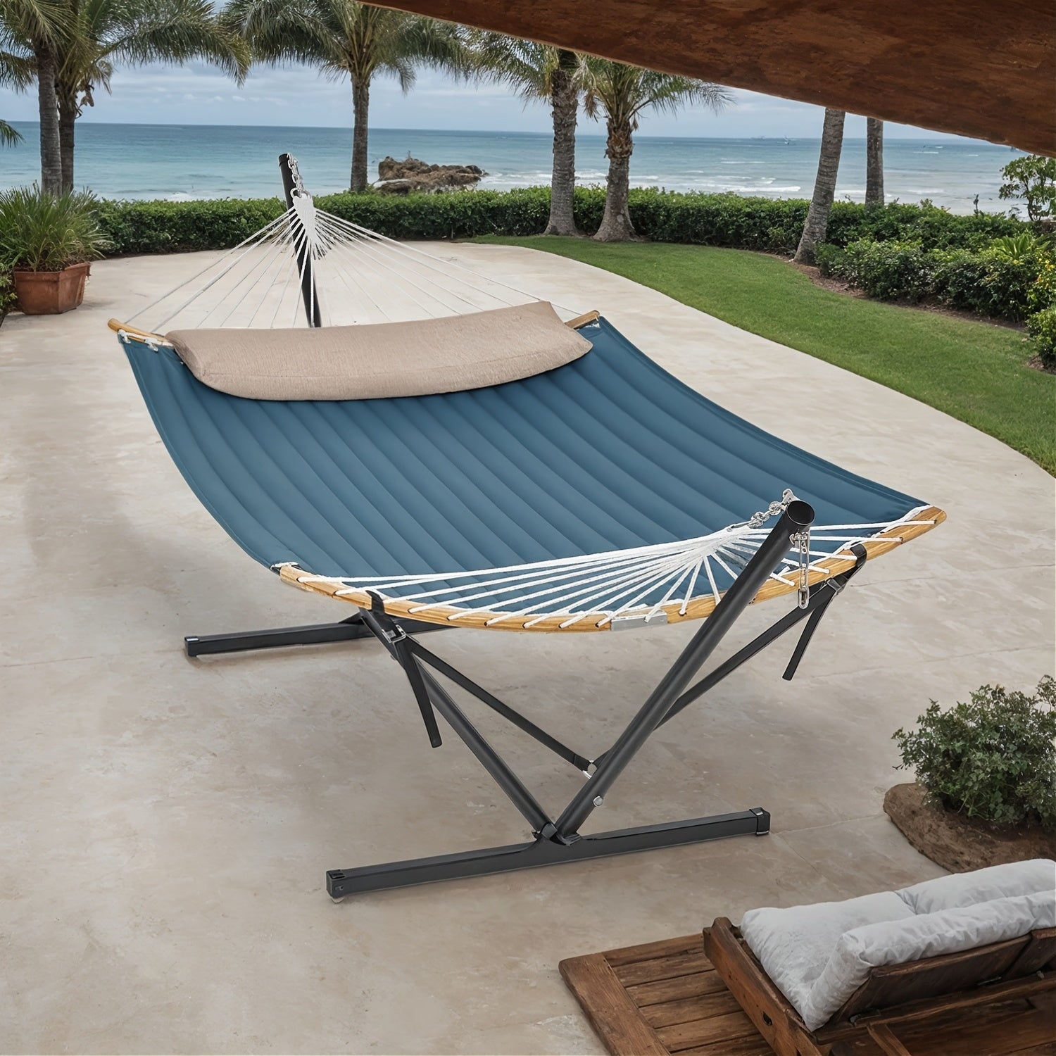 Padded Hammock with Stand – Bekväm bambuspreader och kudde