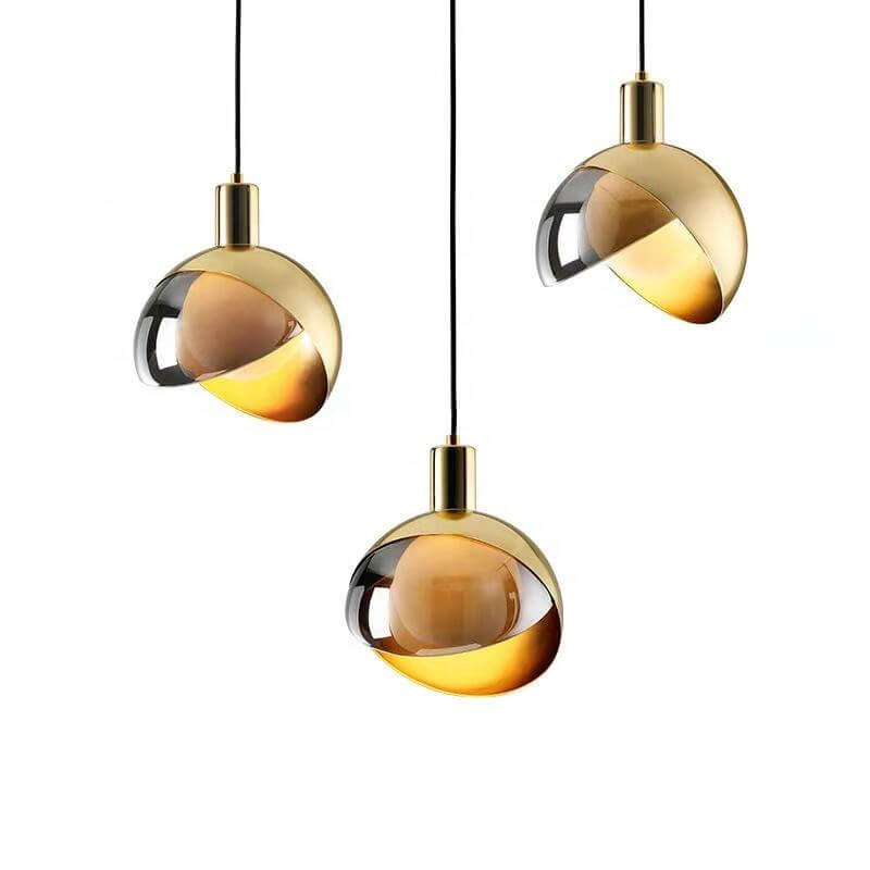 Taklampa - Rökigt Glas & Guld