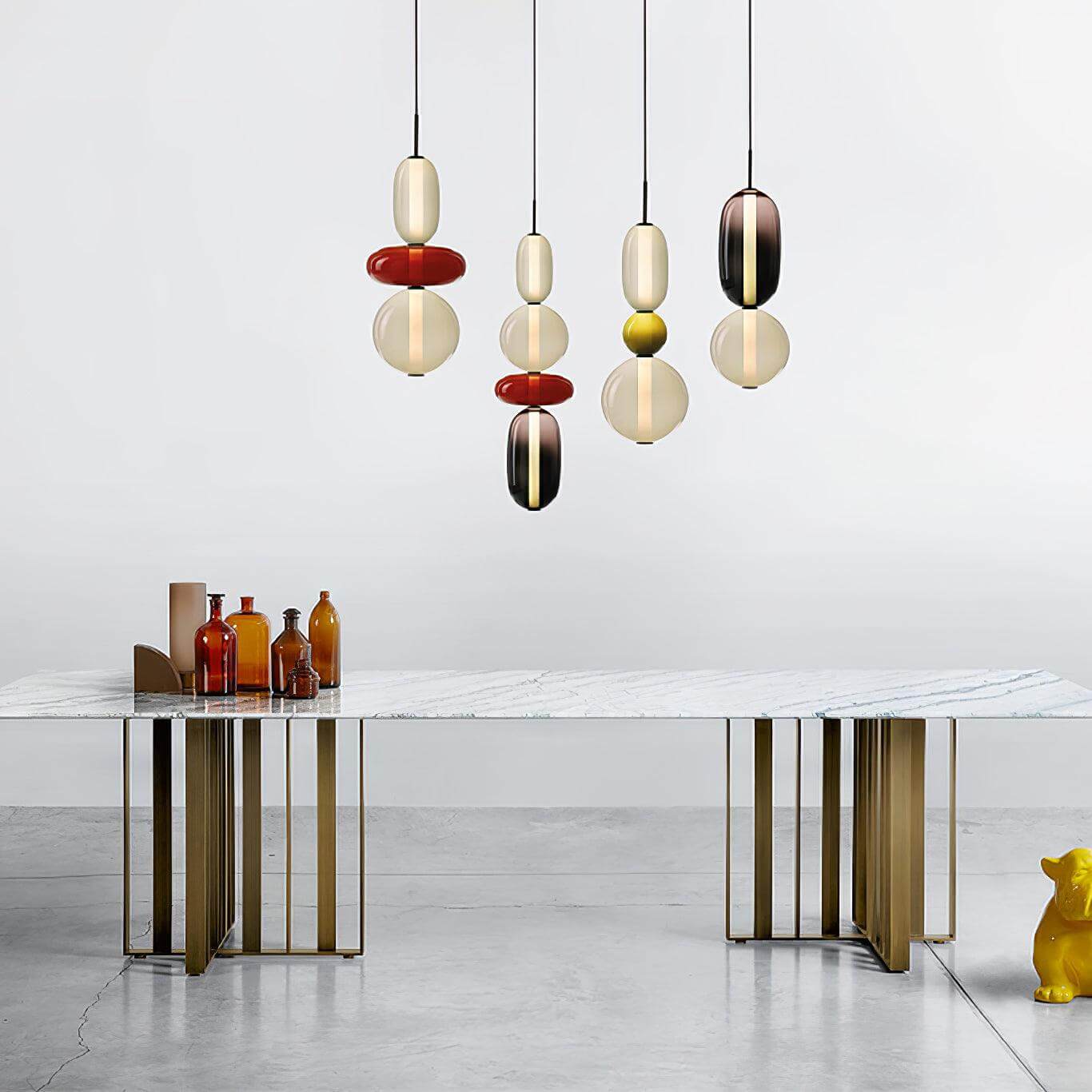 Modern Taklampa med Färgat Glas