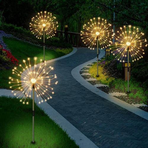 Vattentät Solcells Trädgårdslampa med Fyrverkerieffekt – SparkGlow