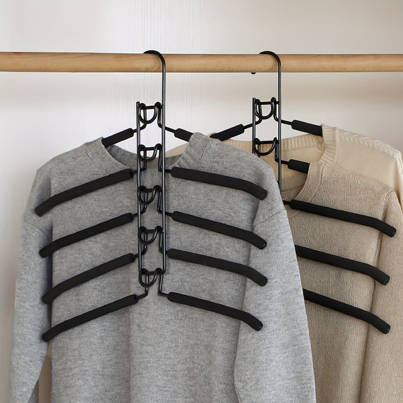 Multi-Layer Hanger Set – 5-i-1 Platsbesparande Organisatör med Halkfria Skumkuddar