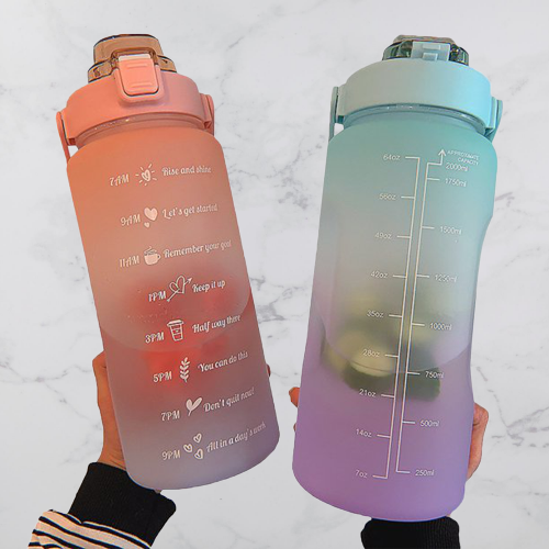 2L Motiverande Vattenflaska med Tidsmarkeringar – HydroMotivator