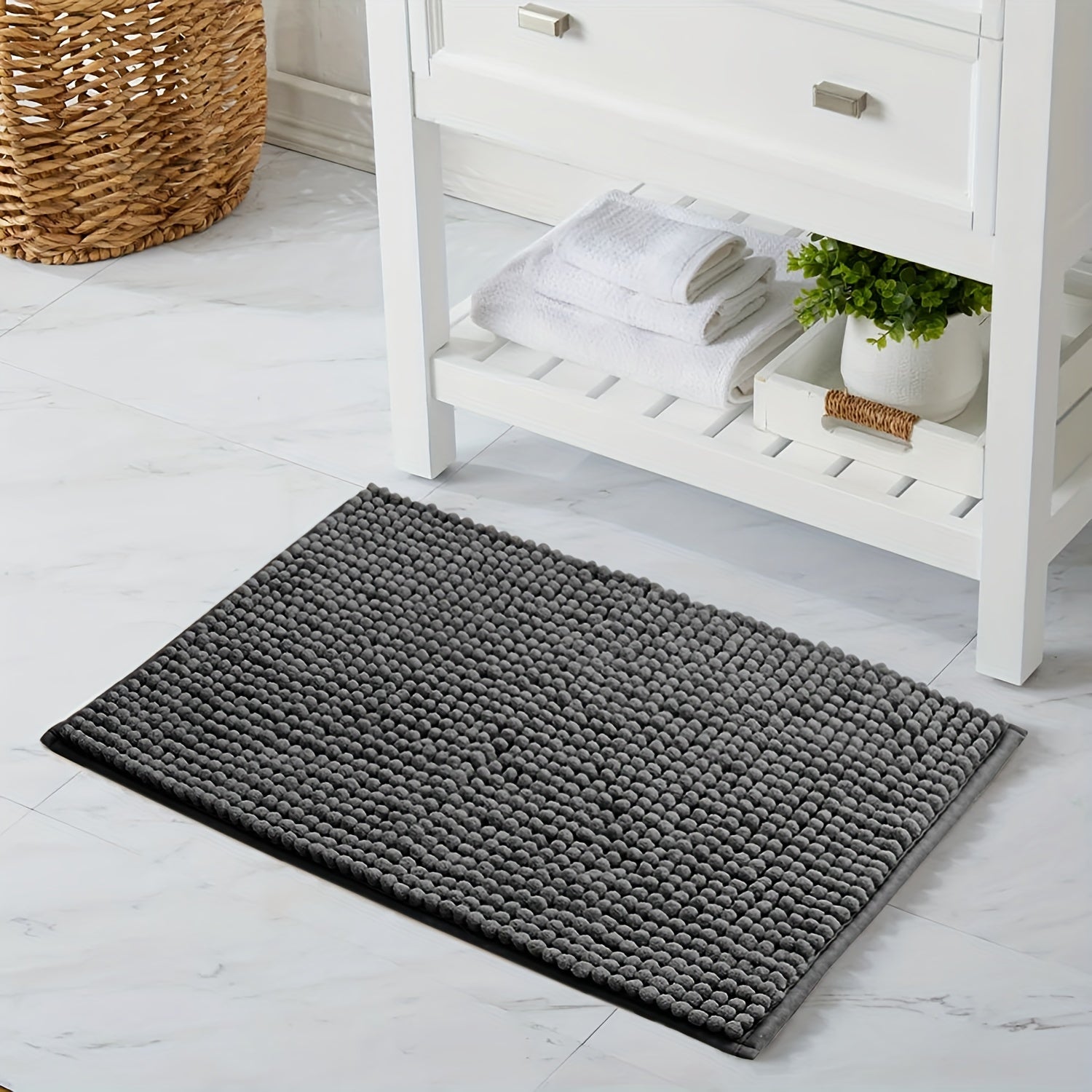 Ultra-Mjuk Chenille Badmatta – Perfekt för Badrum eller Entré