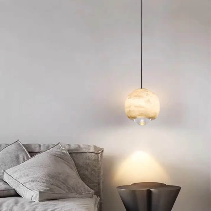 Taklampa - Alabaster Glas Boll med Marmor Fot