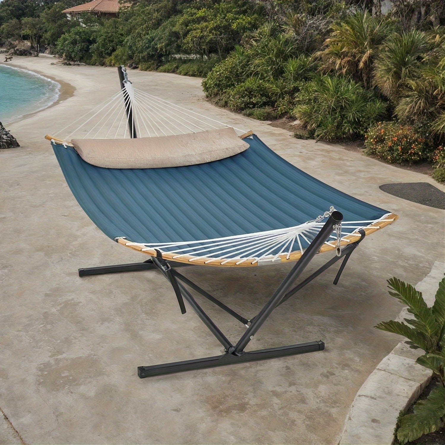 Padded Hammock with Stand – Bekväm bambuspreader och kudde