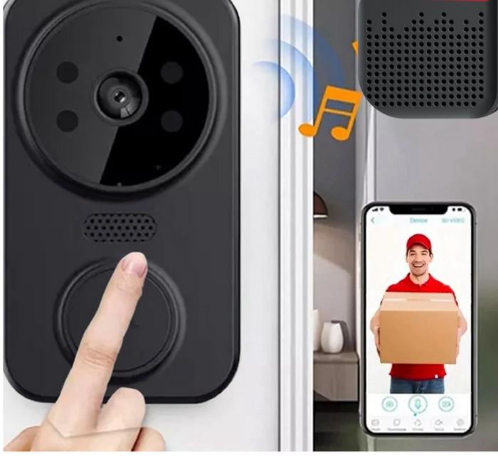 Svart Smart Wi-Fi Dörrklocka med Kamera – Noctiq