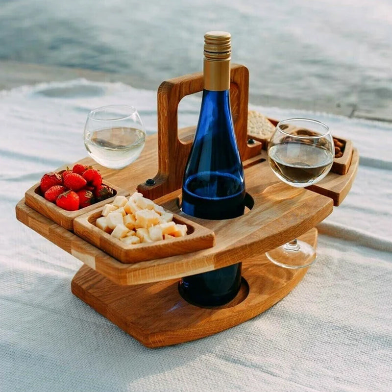 VinHolz | Bärbar Trä Picknick Vin Bord