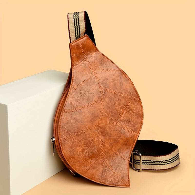 Vintage Faux Leather Crossbody Bag – Justerbar Rem med Spänne