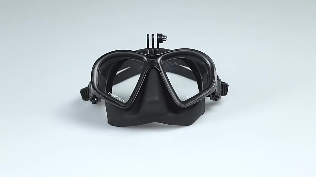Tempererad Dykningsmask med Förvaringsväska - Dykgoggles med Anti-Dimm och Kamerafäste