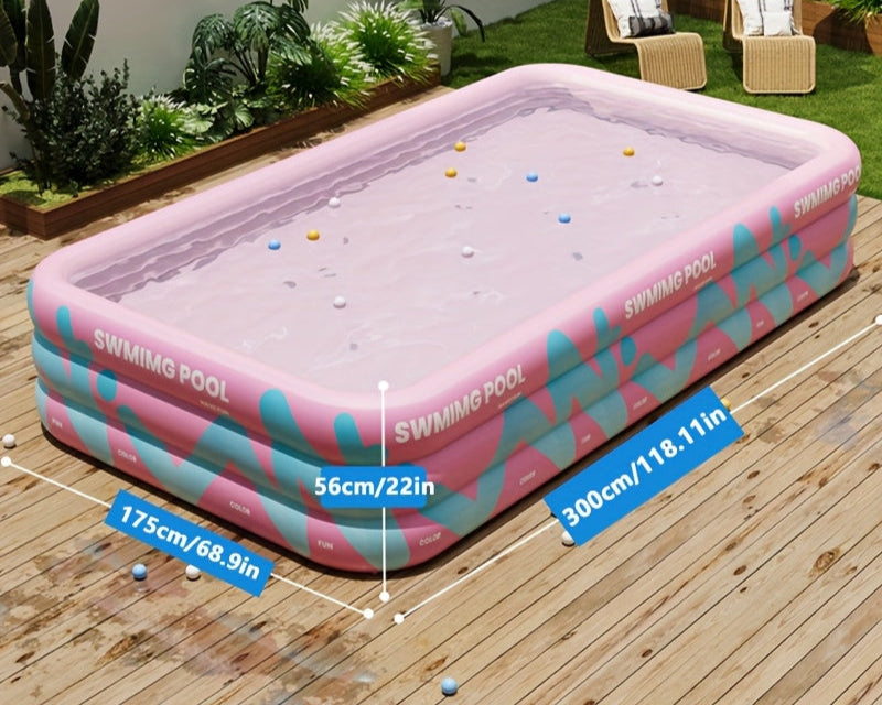 Glädjefylld Uppblåsbar Pool för Trädgården – Hållbar PVC, Perfekt för Sommarlov och Familjeaktiviteter