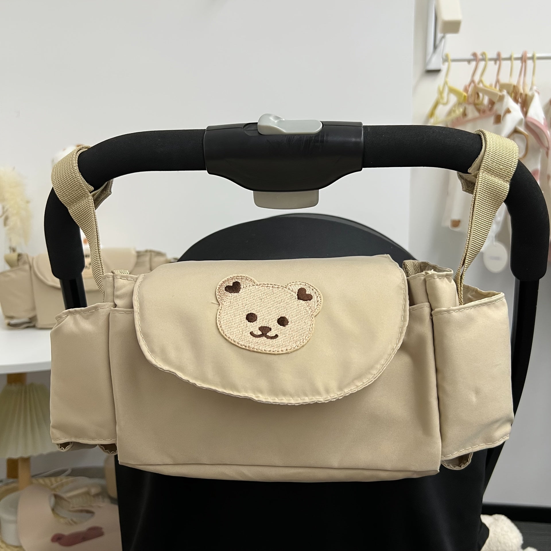 Hängande Barnvagnsbag med Björnmotiv – Platsbesparande Förvaring