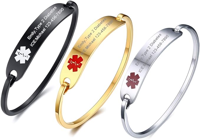 OpulentShield MedAlert Armband | Anpassat Medicinskt Varning Band för Nödsituationer