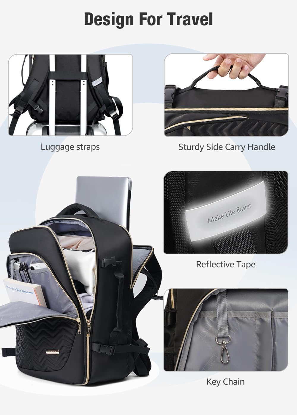 40L Flygkompatibel Resvagn med 6 Packningskubar och Laptopfack