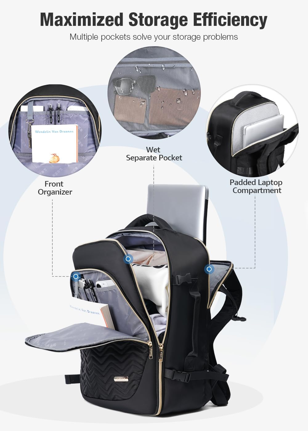 40L Flygkompatibel Resvagn med 6 Packningskubar och Laptopfack