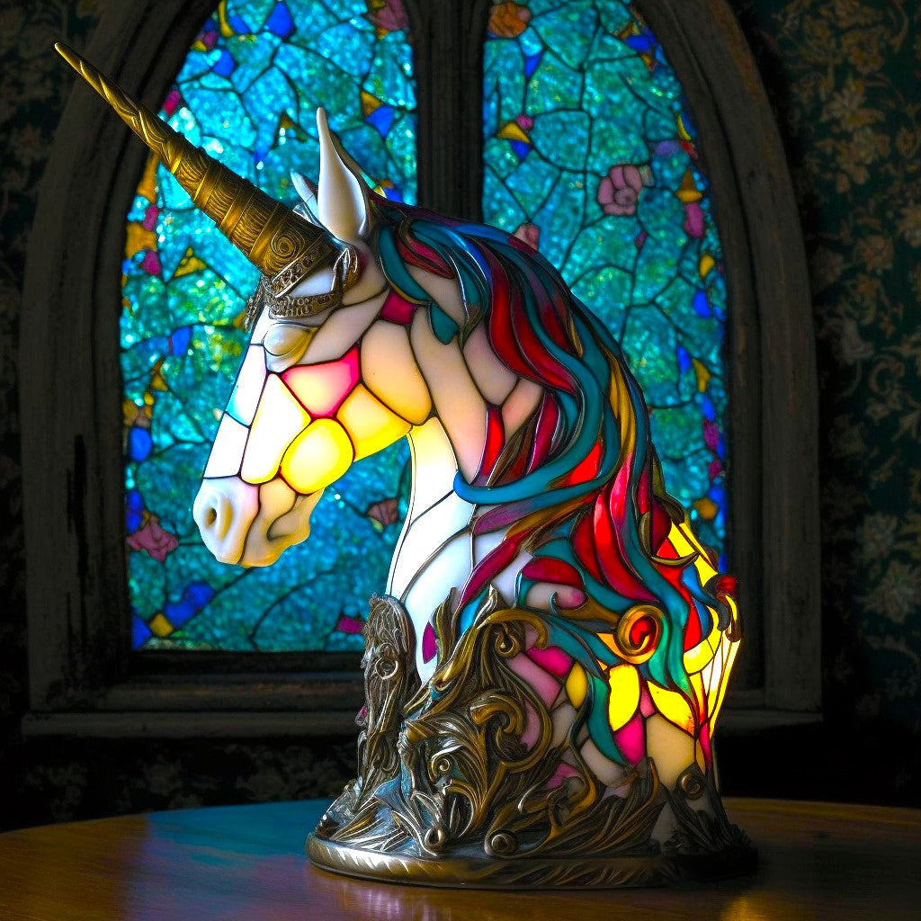 VitraGlow Handgjord Glasdekoration | Elegant bordslampa i resin och glas med livfulla konstnärliga mönster