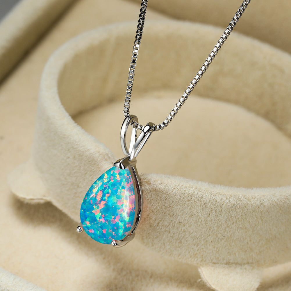 Minimalistisk Drop Opal Hänge Halsband – Selina