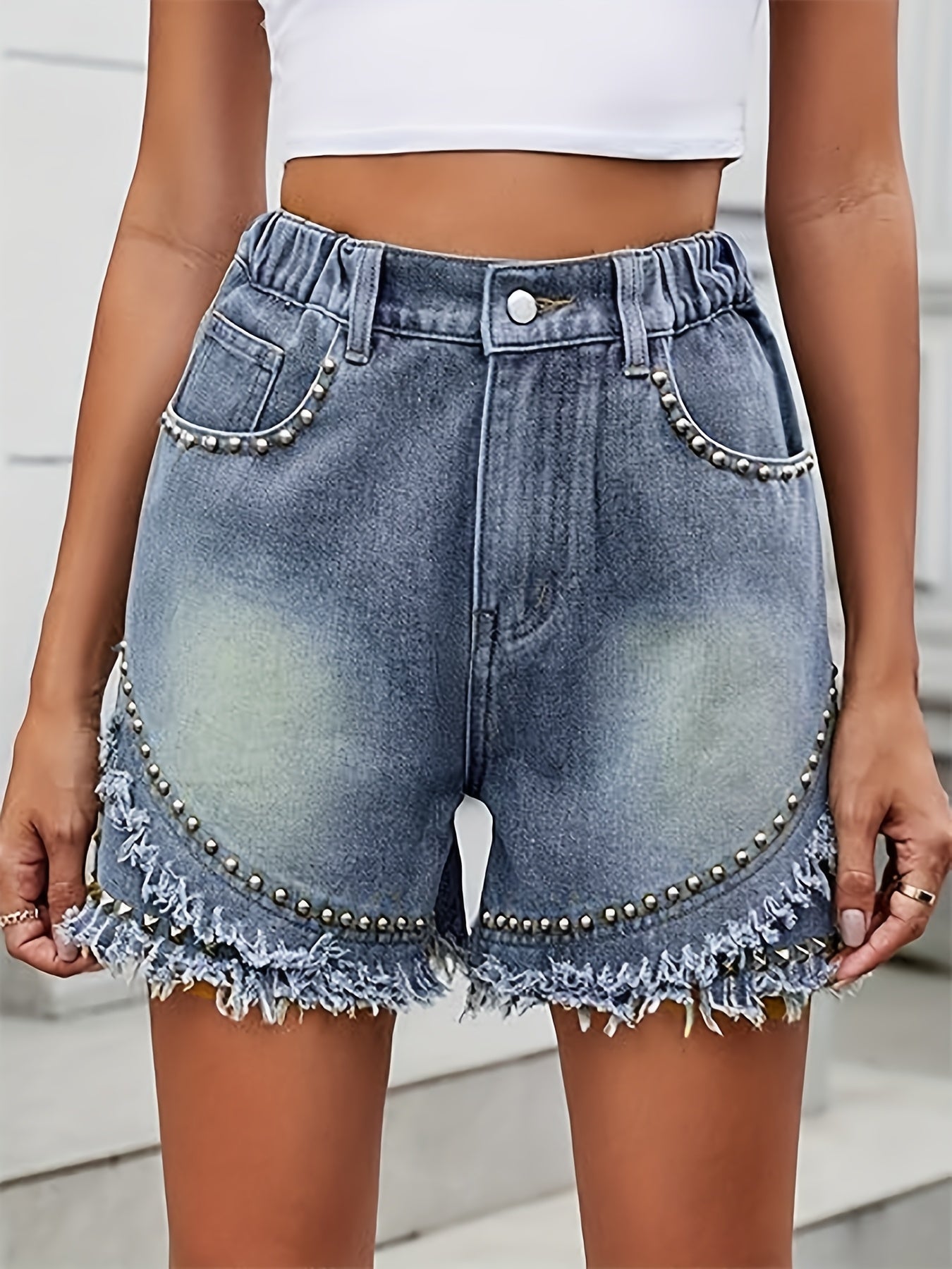 Punk Rock Denim Shorts – Slim och Trendig