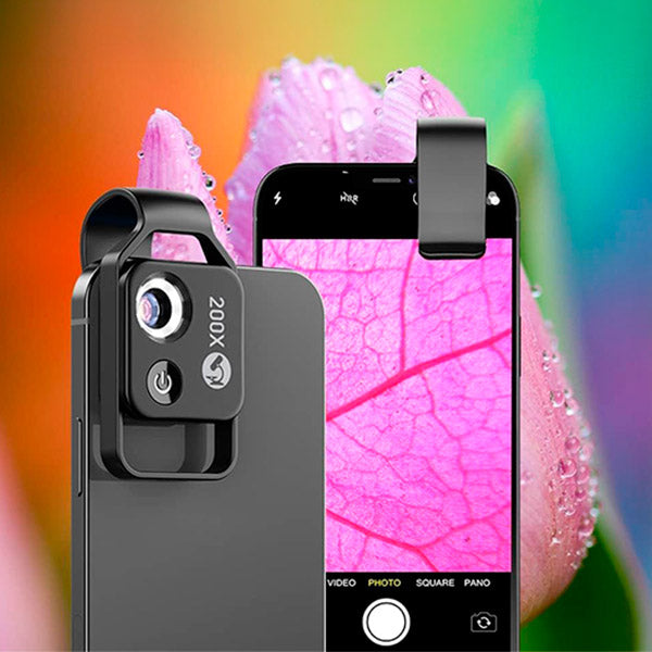 VisionScope Mobil Mikroskop | Högupplöst 200x Klippobjektiv för Smartphones