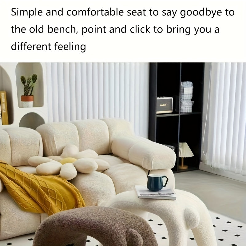 Kattformad Plyschpuff – Mysig och Funktionell Design