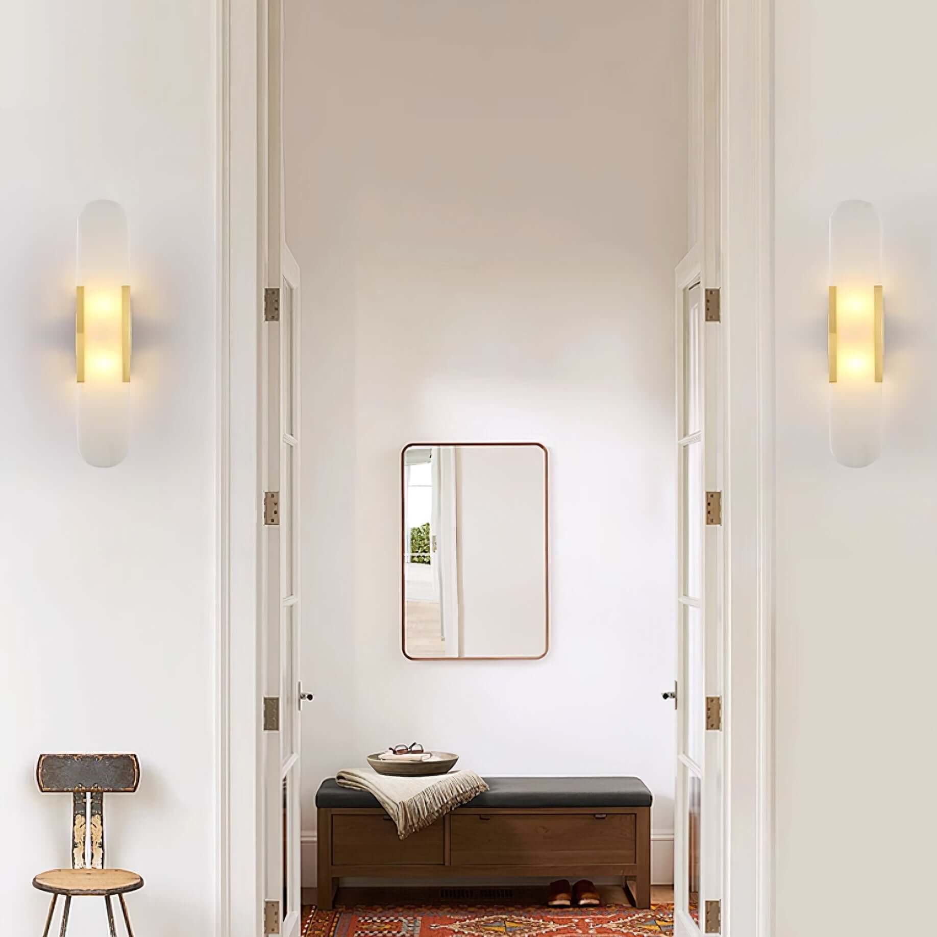 Modern Vägglampa - Alabaster & Metall
