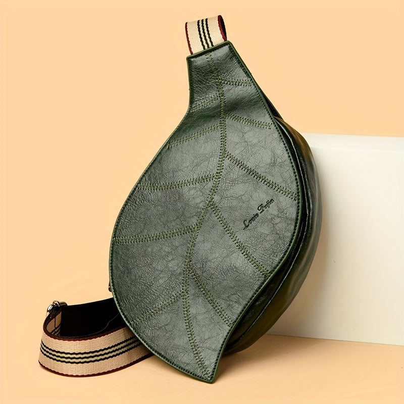 Vintage Faux Leather Crossbody Bag – Justerbar Rem med Spänne