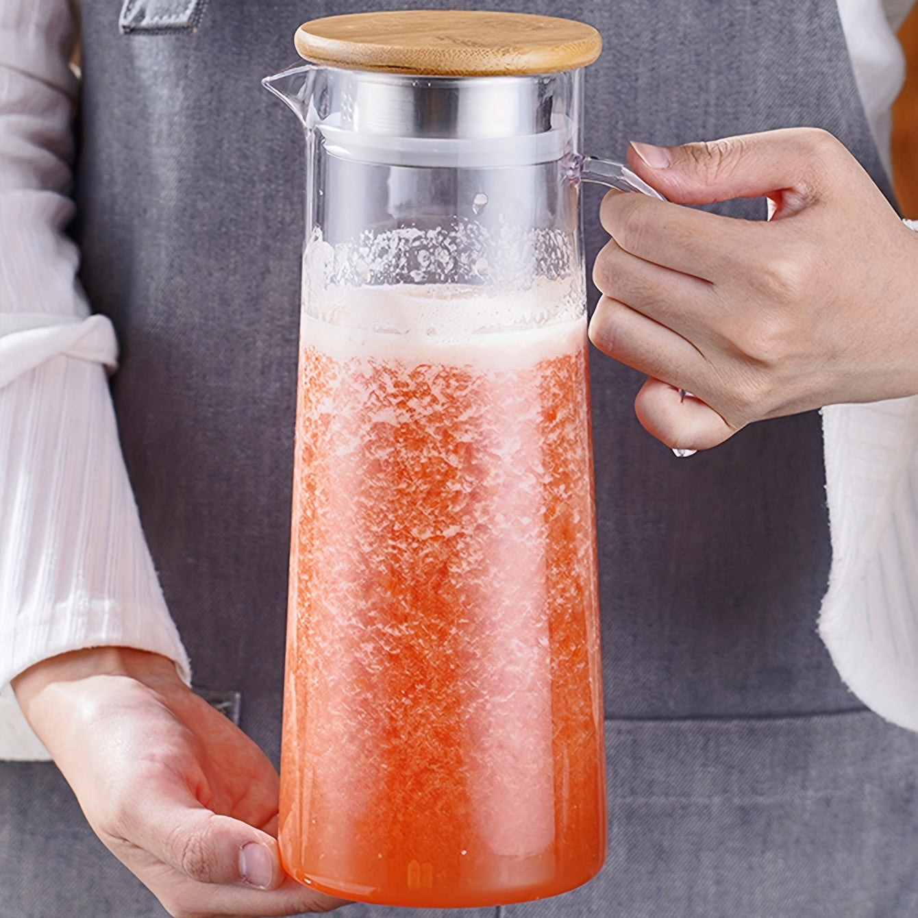 Glasvattenkanna med Lock – Idealisk för Juice, Bubble Tea och Uppfriskande Sommardrycker