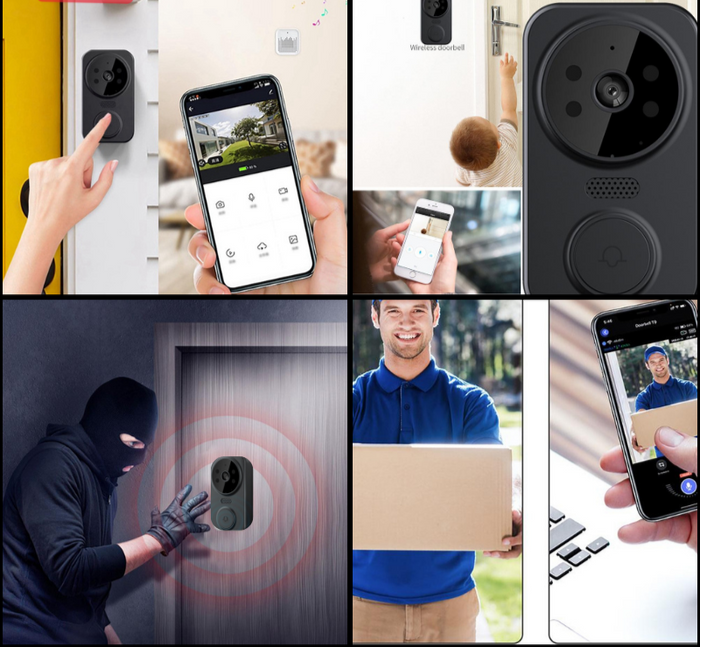 Svart Smart Wi-Fi Dörrklocka med Kamera – Noctiq