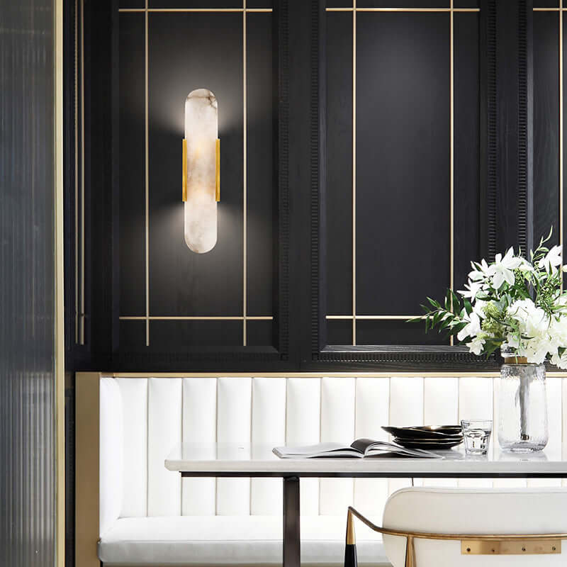Modern Vägglampa - Alabaster & Metall