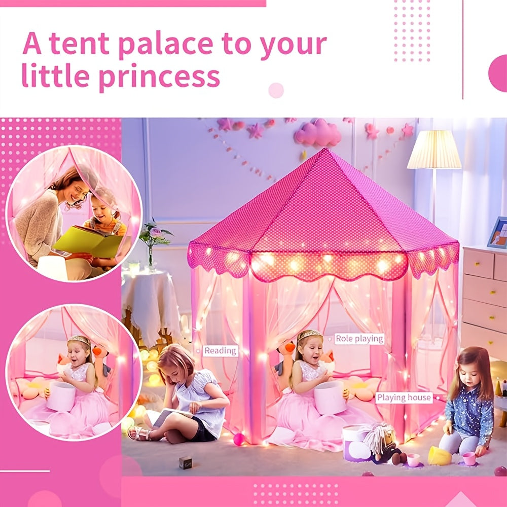 Prinsessleksakstält med stjärnbelysning – Perfekt för inomhus- eller utomhuslek